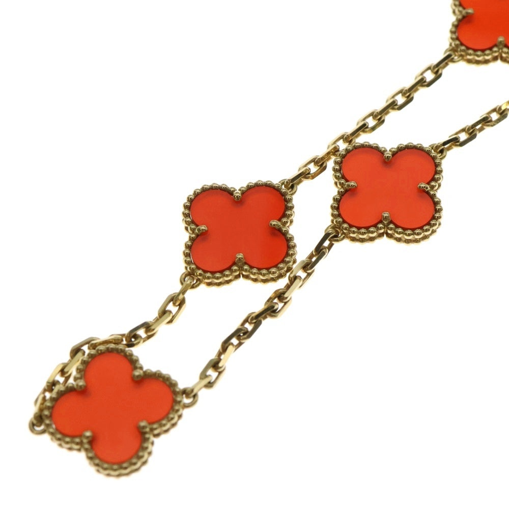 Van Cleef & Arpels(ヴァンクリーフアンドアーペル) ヴィンテージアルハンブラ 10P カーネリアン ネックレス K18YG イエローゴールド/レッド VCARD40600