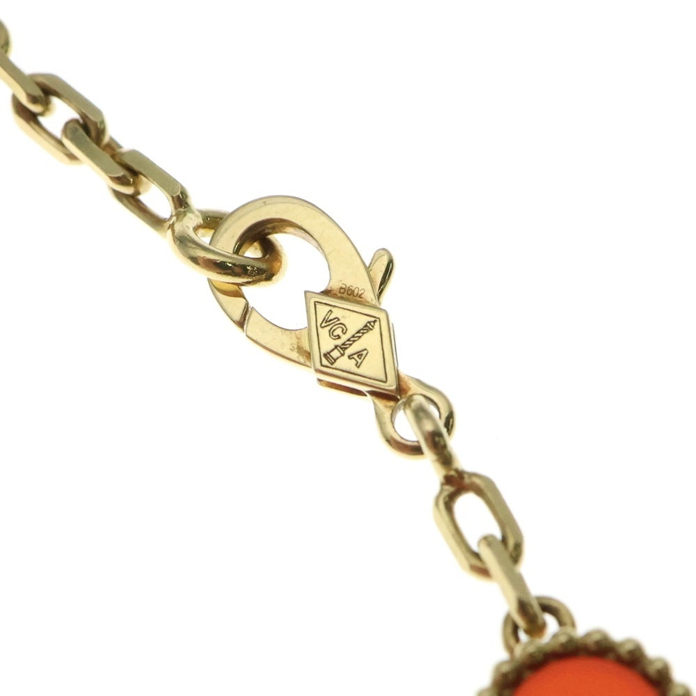 Van Cleef & Arpels(ヴァンクリーフアンドアーペル) ヴィンテージアルハンブラ 10P カーネリアン ネックレス K18YG イエローゴールド/レッド VCARD40600