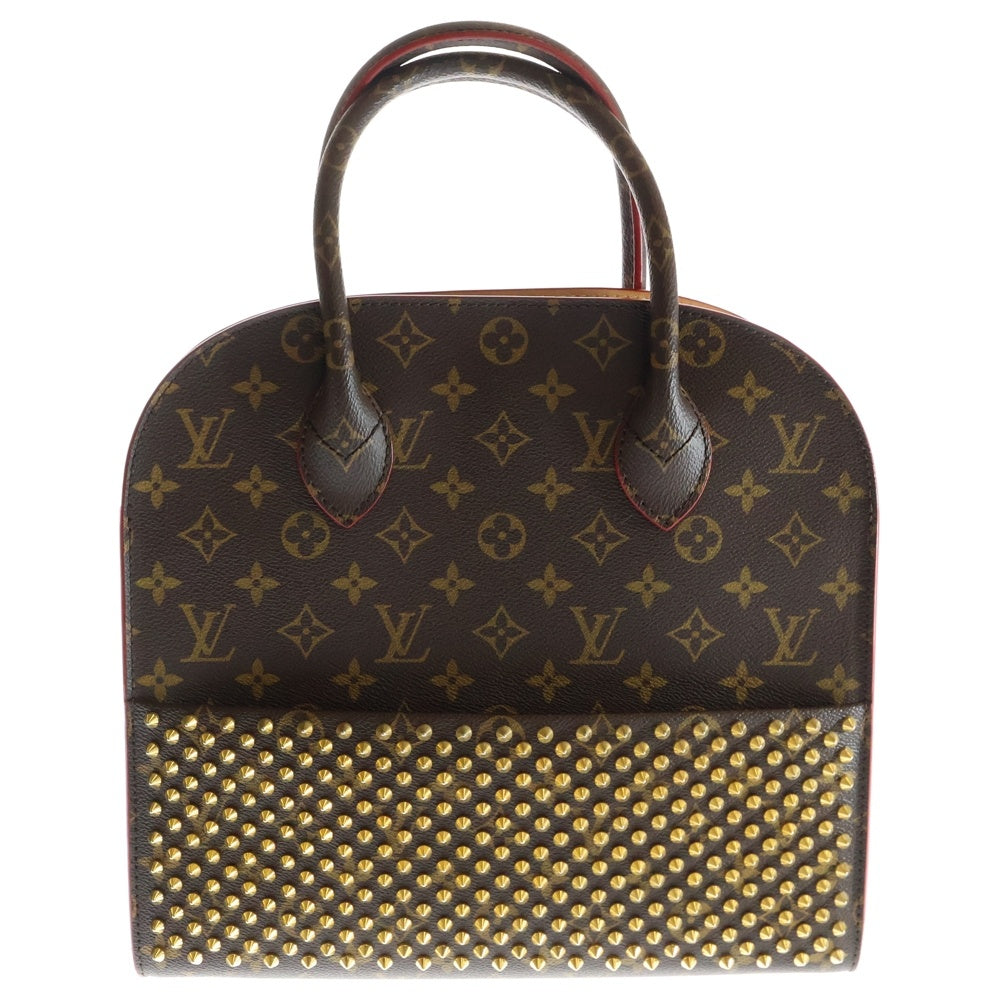 LOUIS VUITTON(ルイヴィトン) ×Christian Louboutin クリスチャンルブタン モノグラムスタッズ アイコノクラスト ハラコレザーハンドバッグ ブラウン/レッド レディース M41234