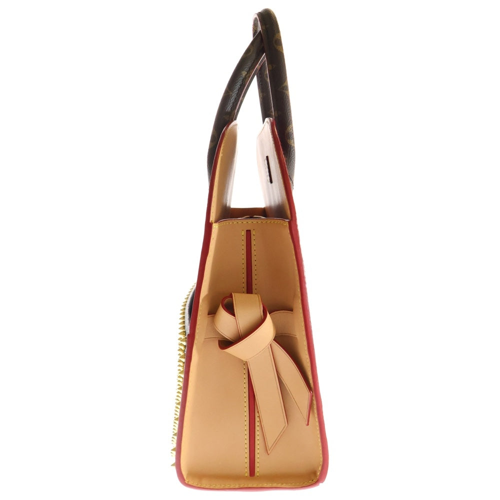LOUIS VUITTON(ルイヴィトン) ×Christian Louboutin クリスチャンルブタン モノグラムスタッズ アイコノクラスト ハラコレザーハンドバッグ ブラウン/レッド レディース M41234