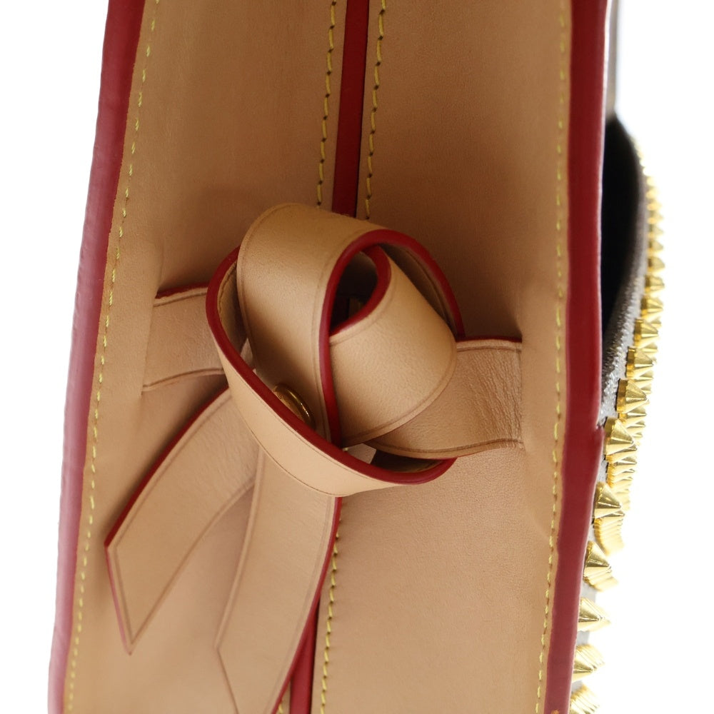 LOUIS VUITTON(ルイヴィトン) ×Christian Louboutin クリスチャンルブタン モノグラムスタッズ アイコノクラスト ハラコレザーハンドバッグ ブラウン/レッド レディース M41234