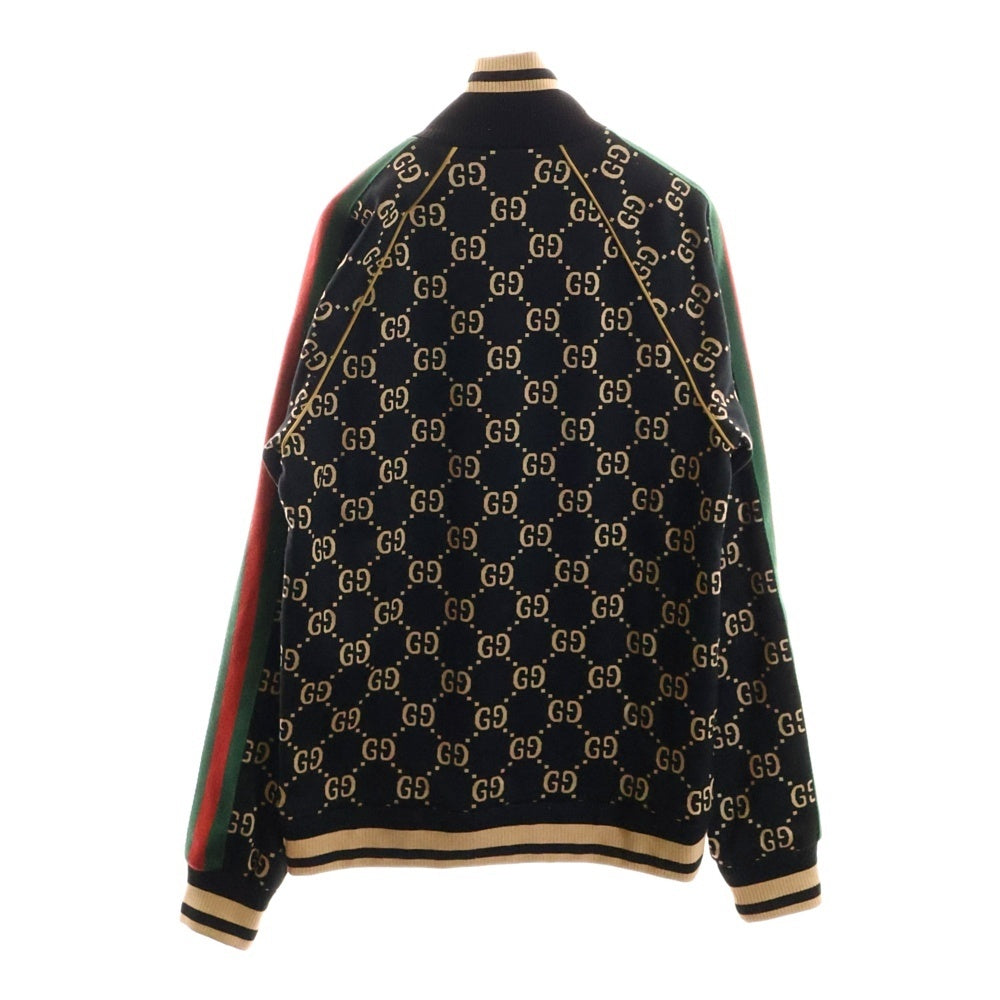 GUCCI(グッチ) 22AW GG総柄ジャガード シェリーライン コットンジャージ ジップアップ トラックジャケット ブラック/ベージュ 695955
