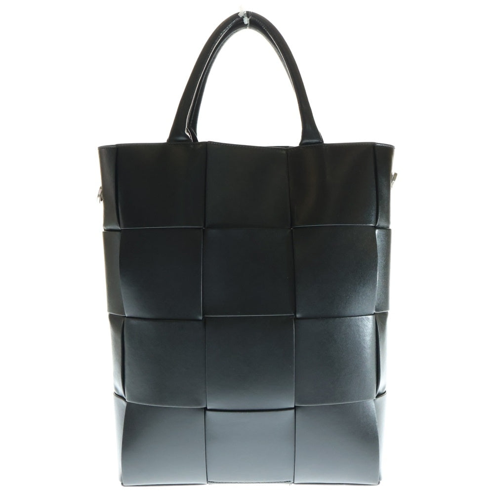 BOTTEGA VENETA(ボッテガヴェネタ) マキシイントレチャート カセット トートバッグ ハンドバッグ レザー ブラック シルバー金具