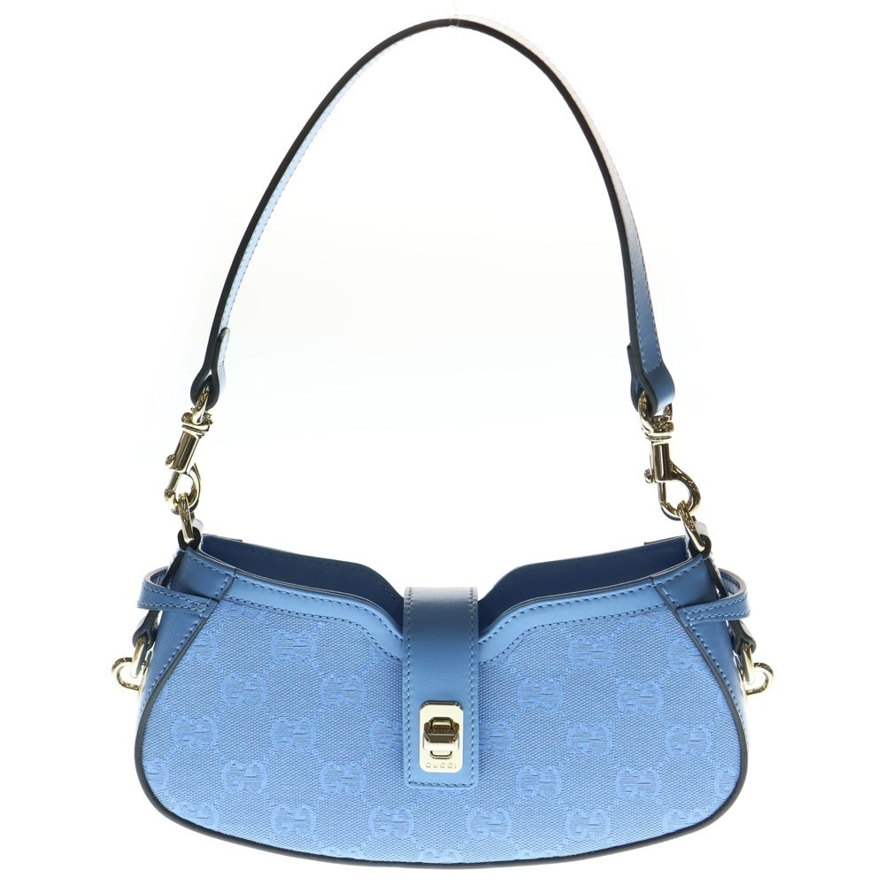 GUCCI(グッチ) GGキャンバス ムーンサイド レザー切替キャンバスミニショルダーバッグ ハンドバッグ ブルー レディース 786035