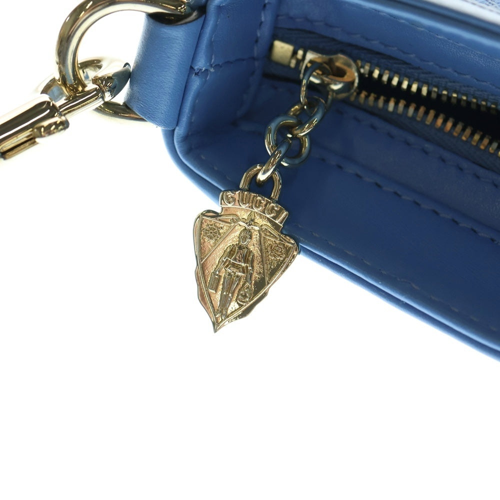 GUCCI(グッチ) GGキャンバス ムーンサイド レザー切替キャンバスミニショルダーバッグ ハンドバッグ ブルー レディース 786035