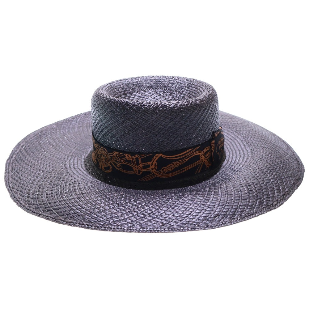 HERMES(エルメス) グラントゥラララ シルクリボン付き ストローハット 麦わら帽子 ブラック