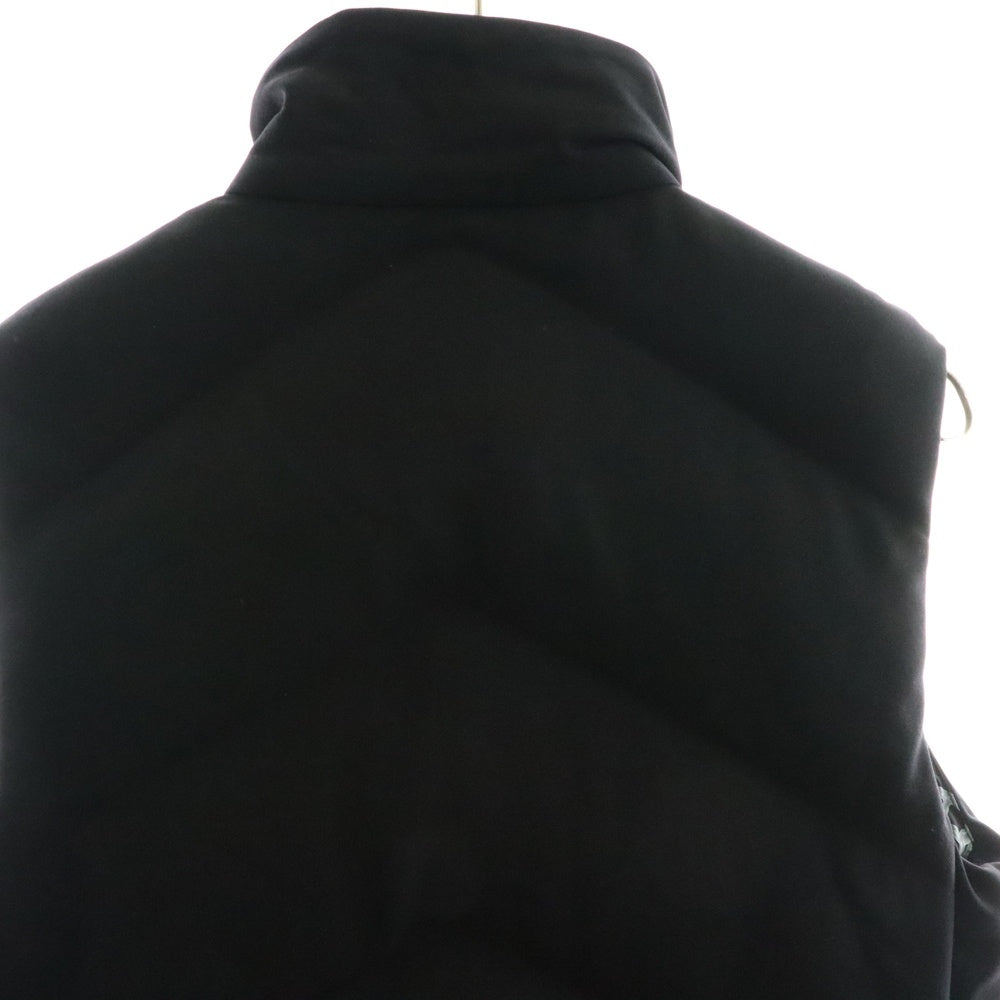 HERMES(エルメス) セリエ スナップボタン 裏地シェーヌダンクル総柄プリント レザーベルト ジップアップ ダウン ロング ベスト ジレ ブラック レディース