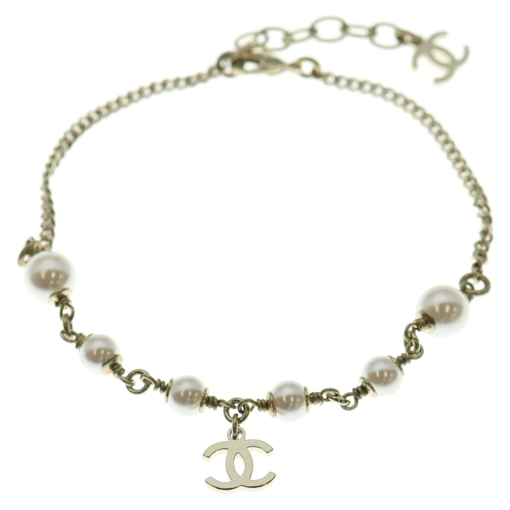 CHANEL(シャネル) ココマーク 5連フェイクパール ブレスレット チェーン ゴールド GP A21P レディース