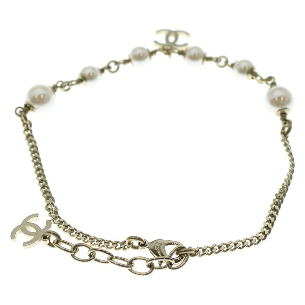 CHANEL(シャネル) ココマーク 5連フェイクパール ブレスレット チェーン ゴールド GP A21P レディース