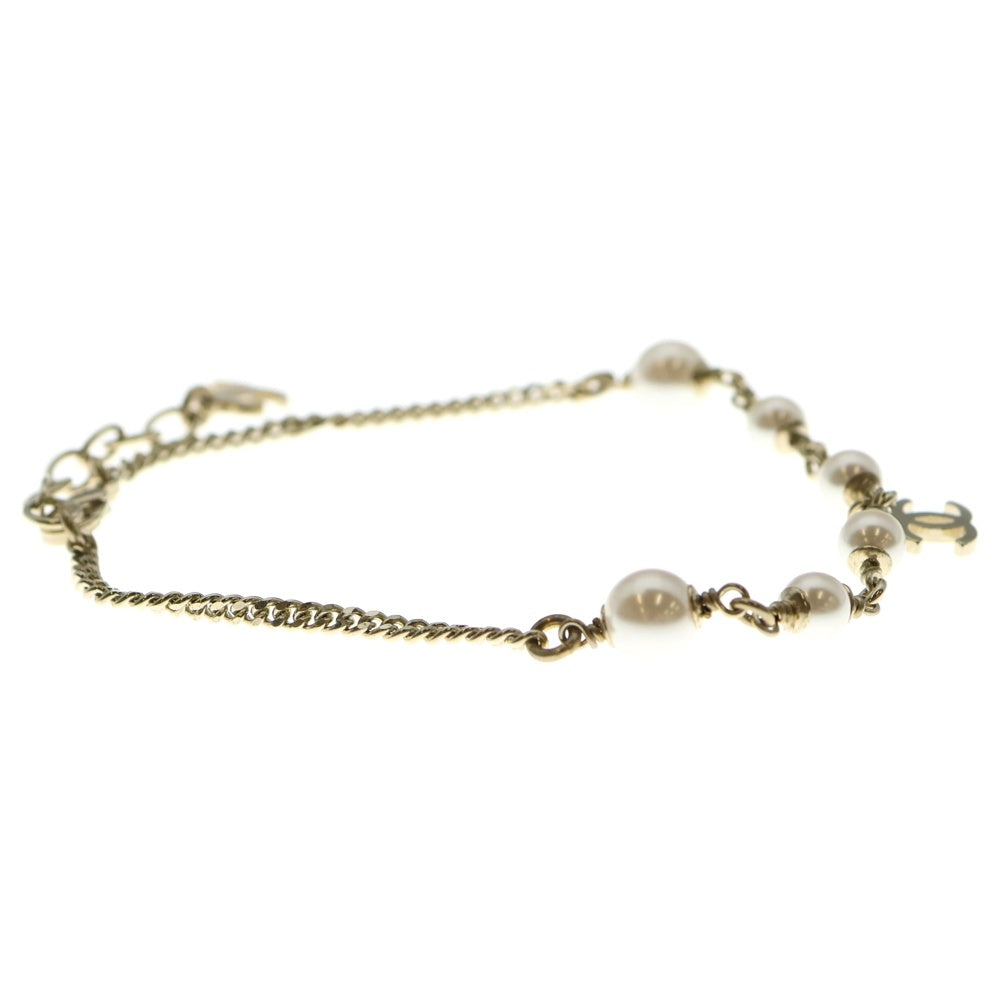 CHANEL(シャネル) ココマーク 5連フェイクパール ブレスレット チェーン ゴールド GP A21P レディース