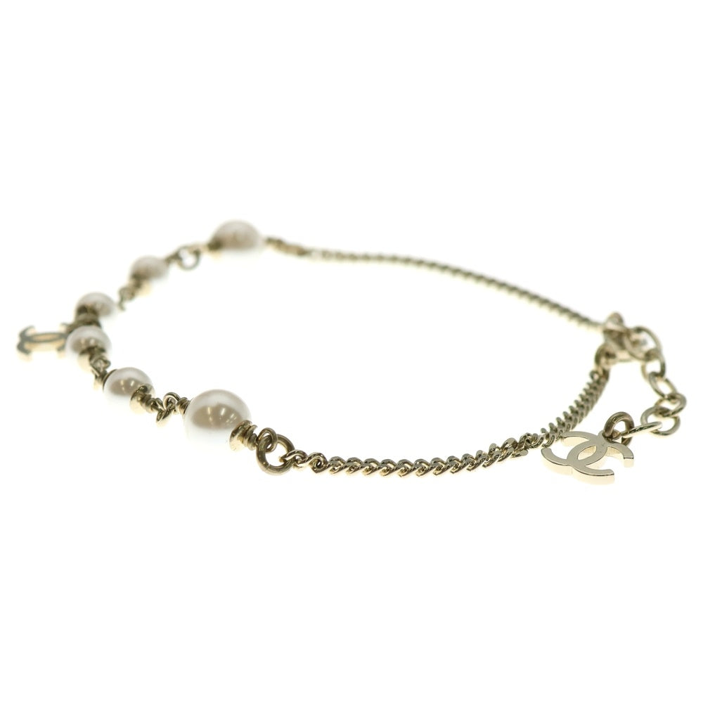 CHANEL(シャネル) ココマーク 5連フェイクパール ブレスレット チェーン ゴールド GP A21P レディース