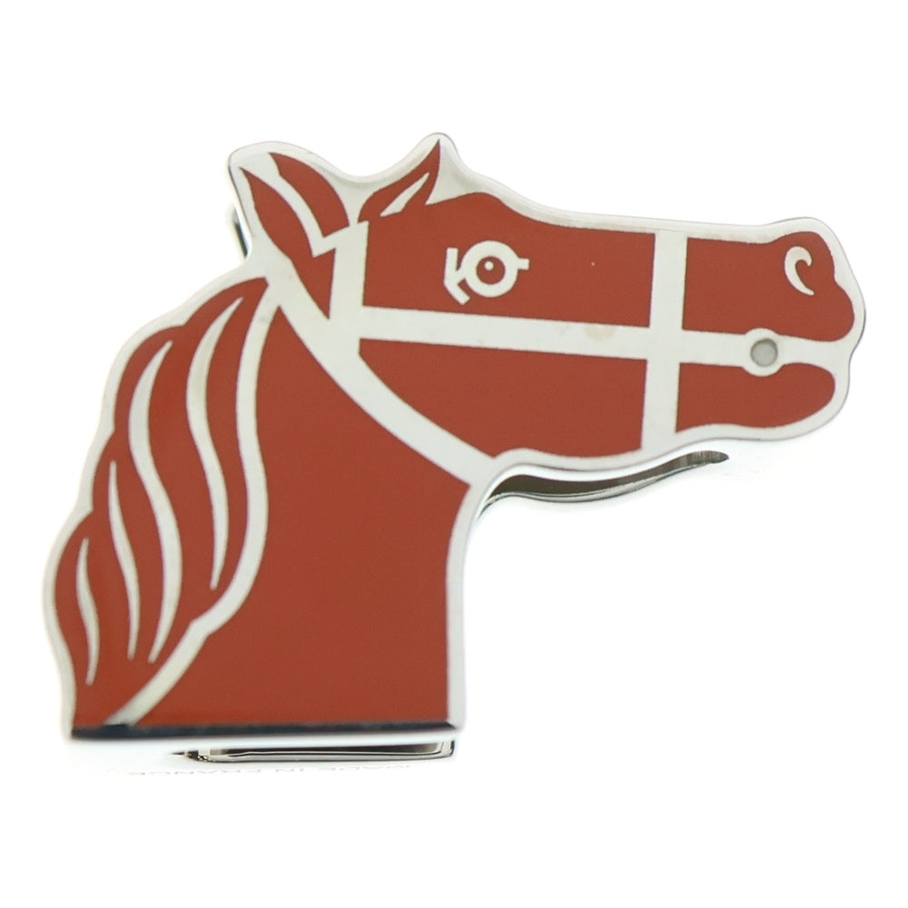 HERMES(エルメス) ホース ツイリーリング カドリージュ 馬 モチーフ スカーフリング シルバー×オレンジ