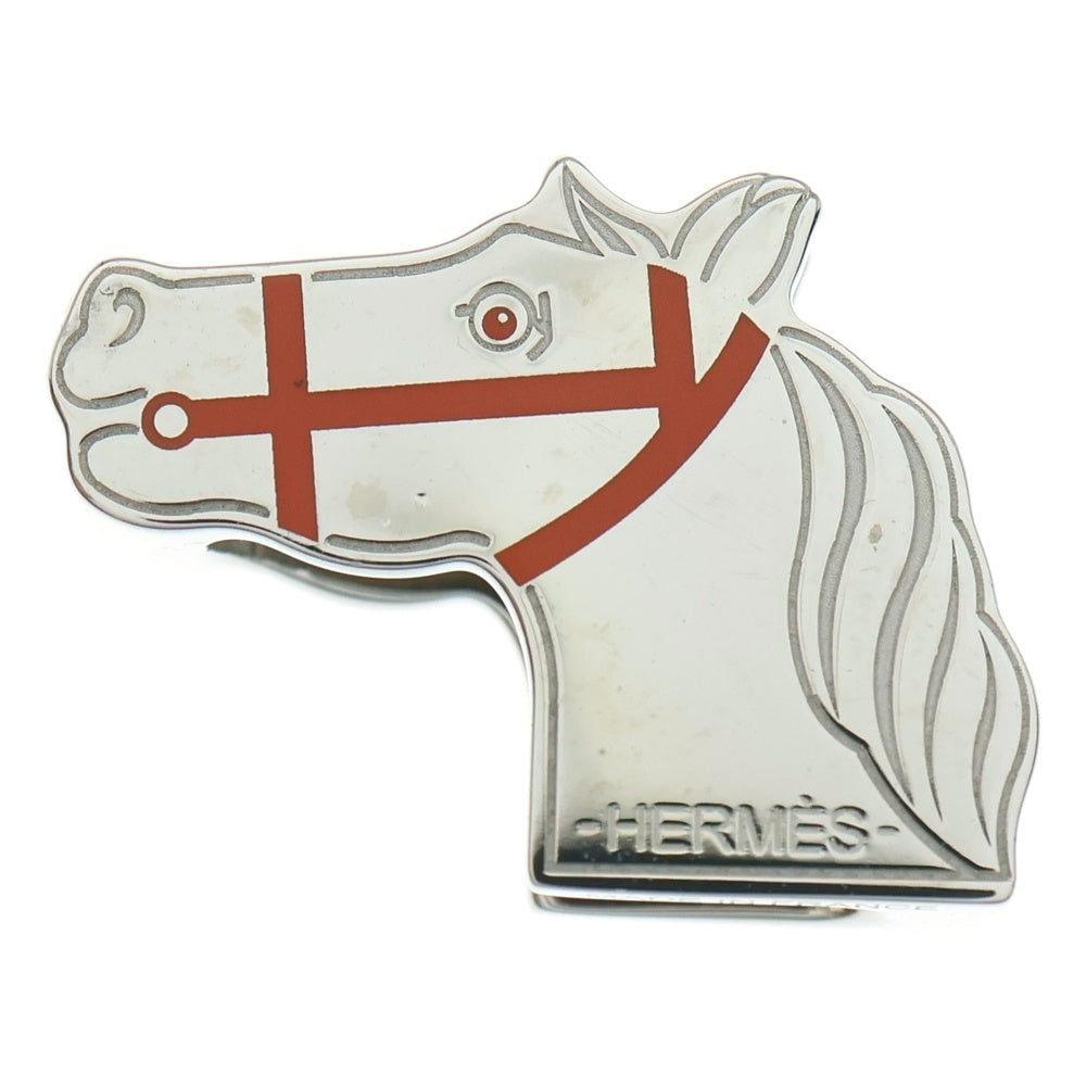 HERMES(エルメス) ホース ツイリーリング カドリージュ 馬 モチーフ スカーフリング シルバー×オレンジ