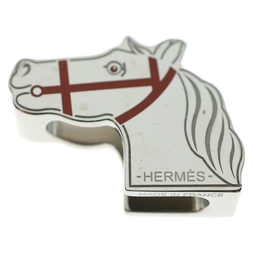 HERMES(エルメス) ホース ツイリーリング カドリージュ 馬 モチーフ スカーフリング シルバー×オレンジ