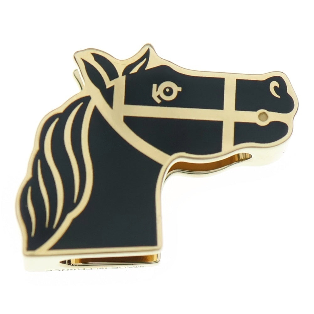 HERMES(エルメス) ホース ツイリーリング カドリージュ 馬 モチーフ スカーフリング ゴールド×ブラック