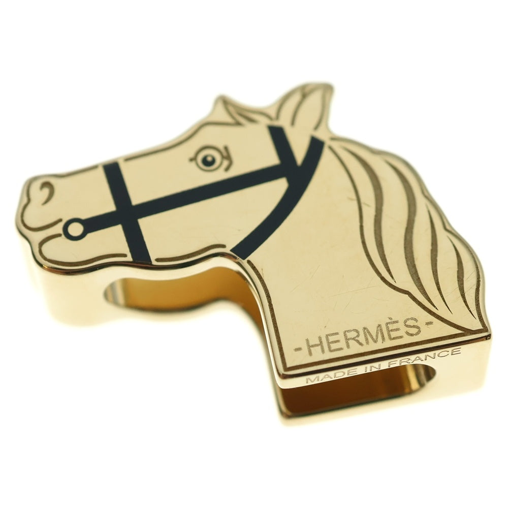 HERMES(エルメス) ホース ツイリーリング カドリージュ 馬 モチーフ スカーフリング ゴールド×ブラック