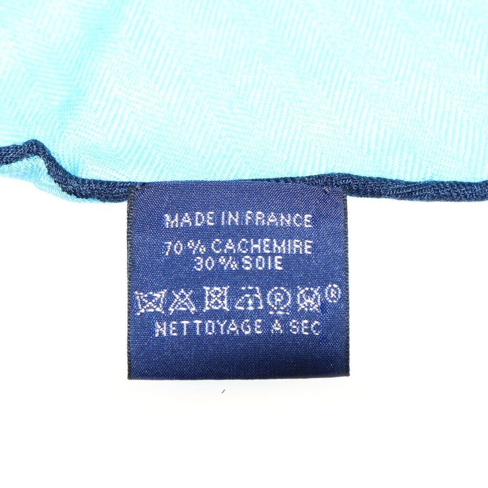 HERMES(エルメス) トライアングル ロゴ スカーフ ストール ライトブルー シルク