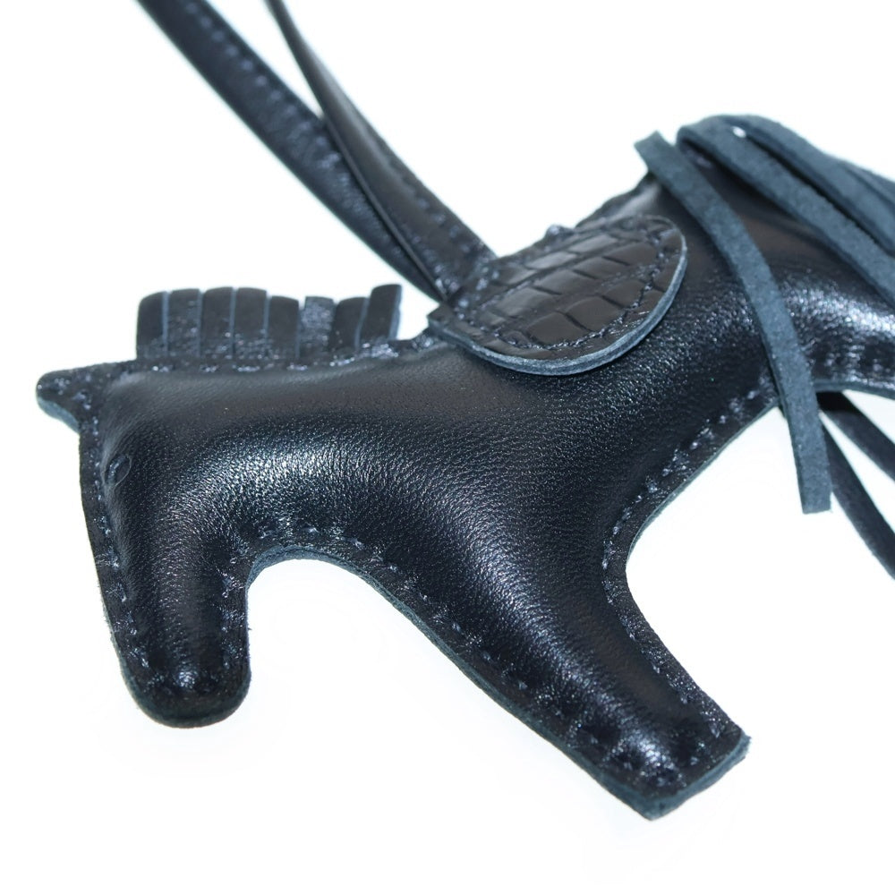 HERMES(エルメス) ロデオチャーム タッチ PM バッグチャーム ブラック レザー×エキゾチック スイフト Z刻印