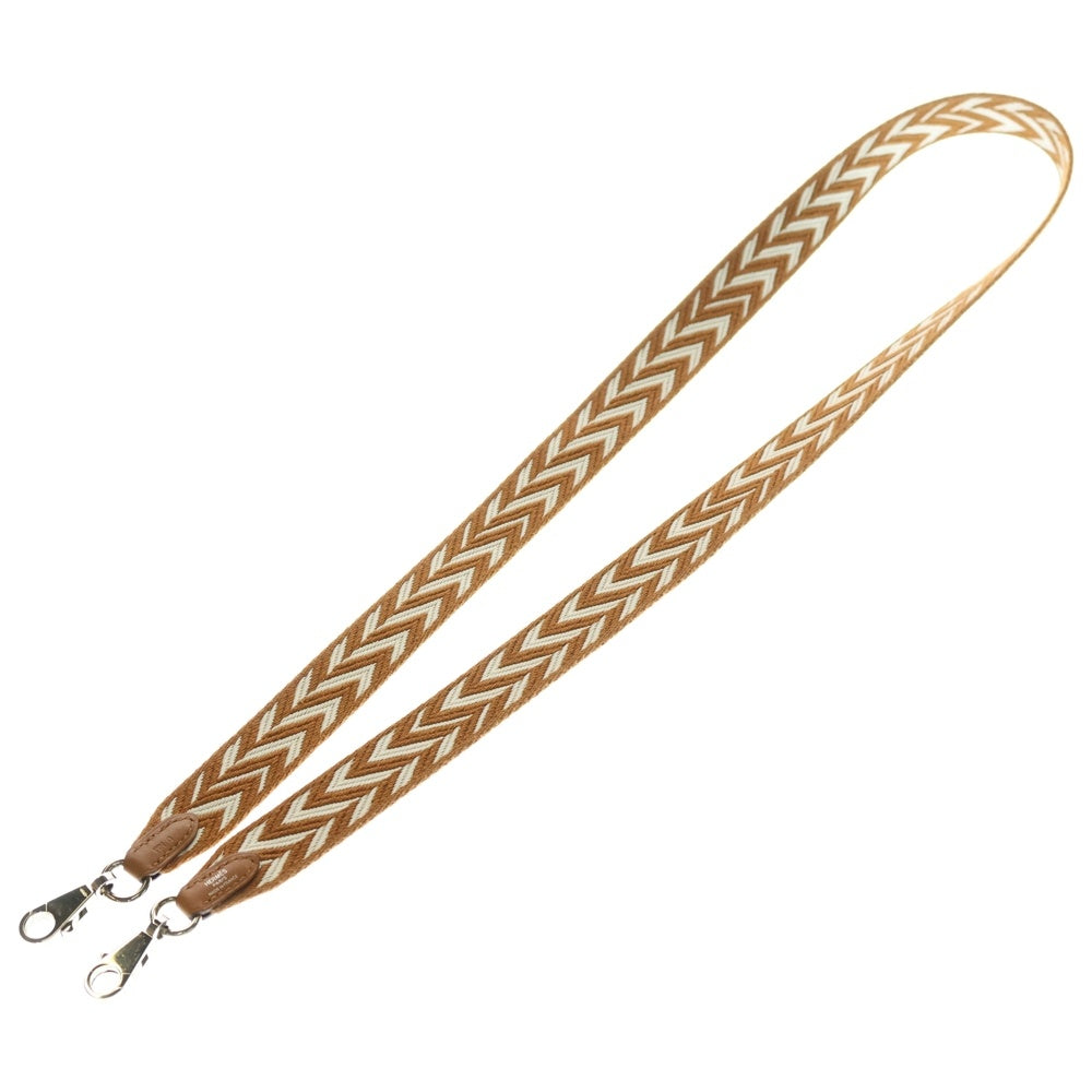 HERMES(エルメス) バンドリエール サングル ショルダーストラップ ジグザグ ホワイト×ブラウン スイフト×キャンバス シルバー金具