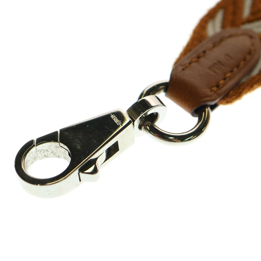 HERMES(エルメス) バンドリエール サングル ショルダーストラップ ジグザグ ホワイト×ブラウン スイフト×キャンバス シルバー金具