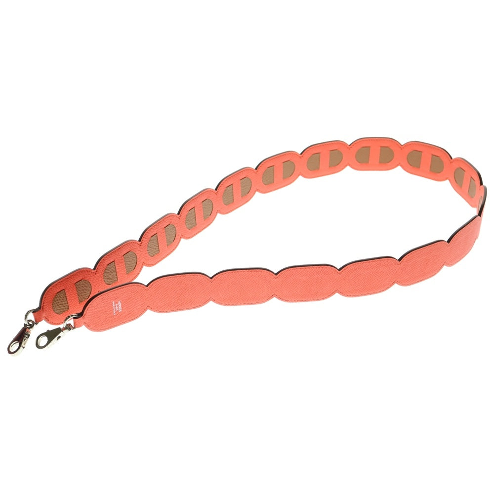 HERMES(エルメス) マイヨン シェーヌダンクル バンドリエール ショルダーストラップ エプソン ブラウン×レッド シルバー金具 Y刻印