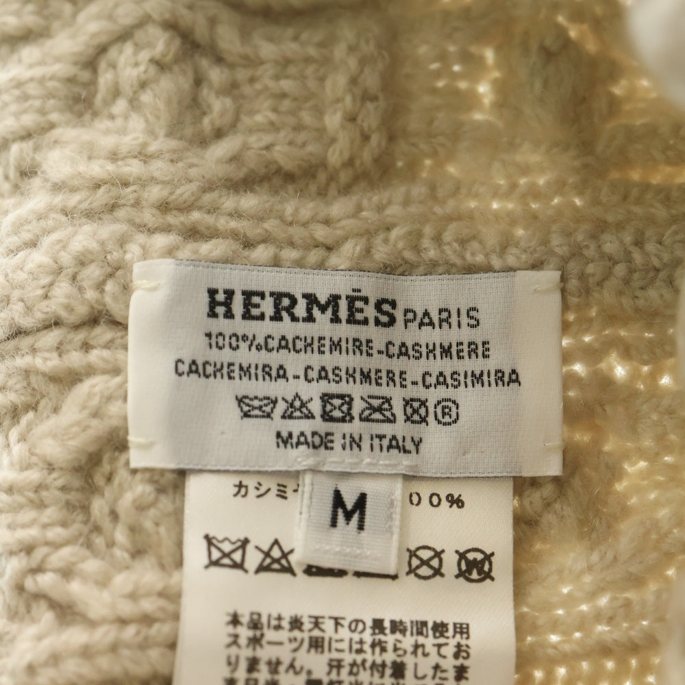 HERMES(エルメス) シェーヌダンクル カシミヤ ニット帽 ビーニー ベージュ