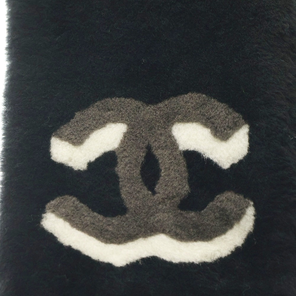 CHANEL(シャネル) ココマーク ロゴ シャドー カシミヤ ムートン マフラー ブラック