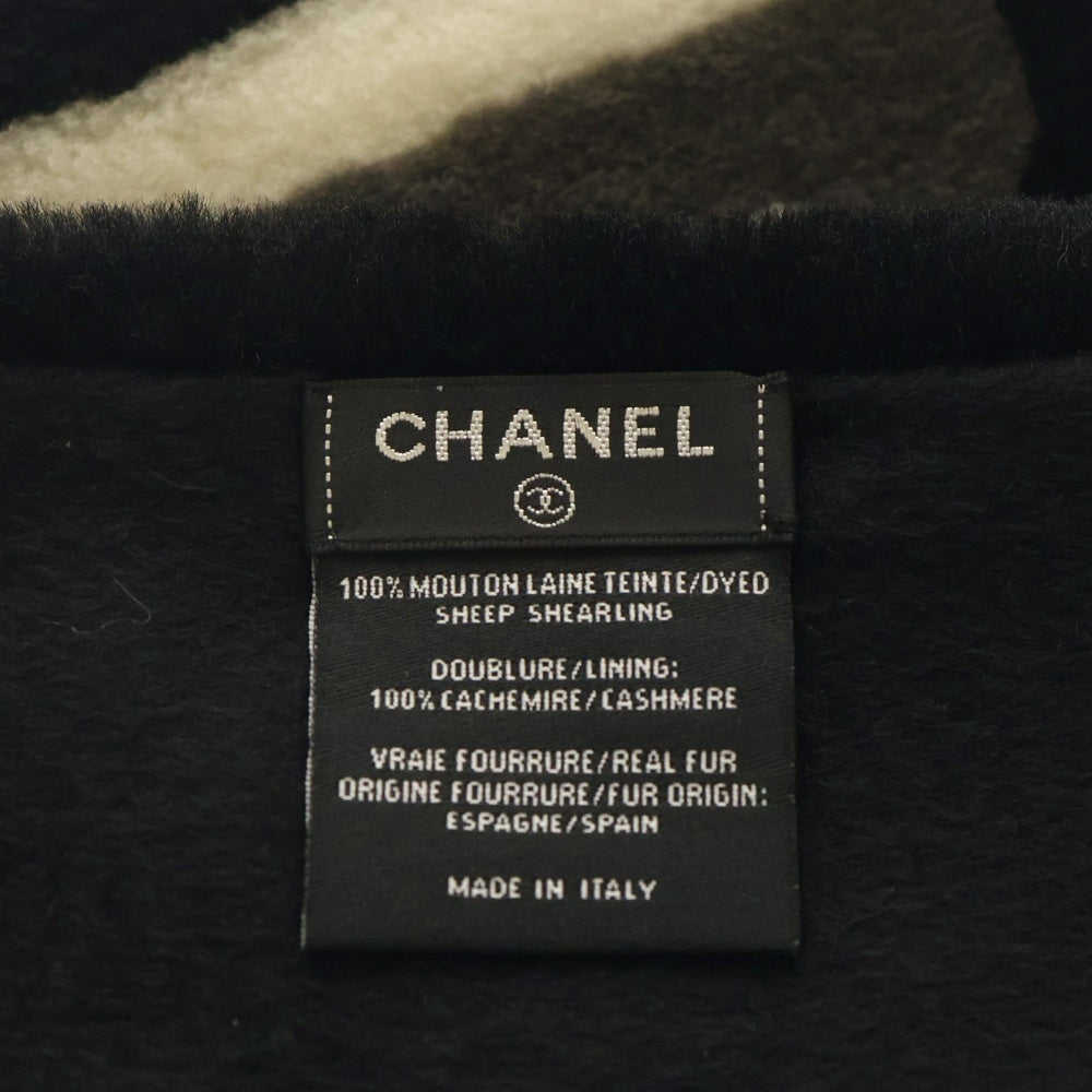 CHANEL(シャネル) ココマーク ロゴ シャドー カシミヤ ムートン マフラー ブラック