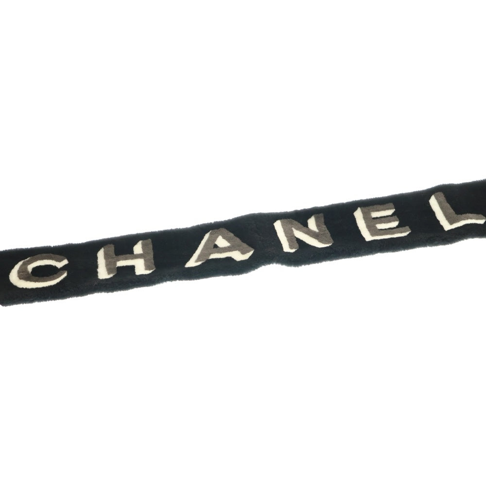 CHANEL(シャネル) ココマーク ロゴ シャドー カシミヤ ムートン マフラー ブラック