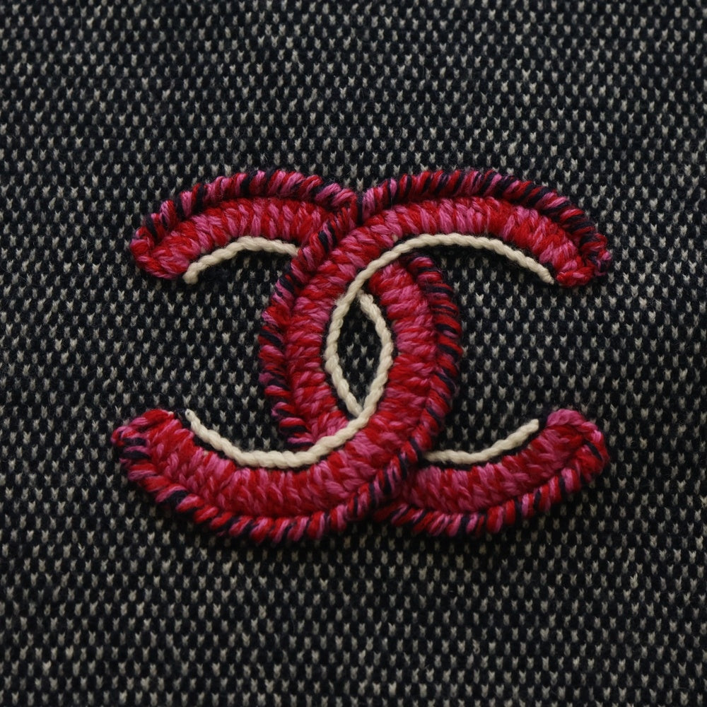 CHANEL(シャネル) ココマーク カシミヤ ウール ロングマフラー ネイビー×ピンク
