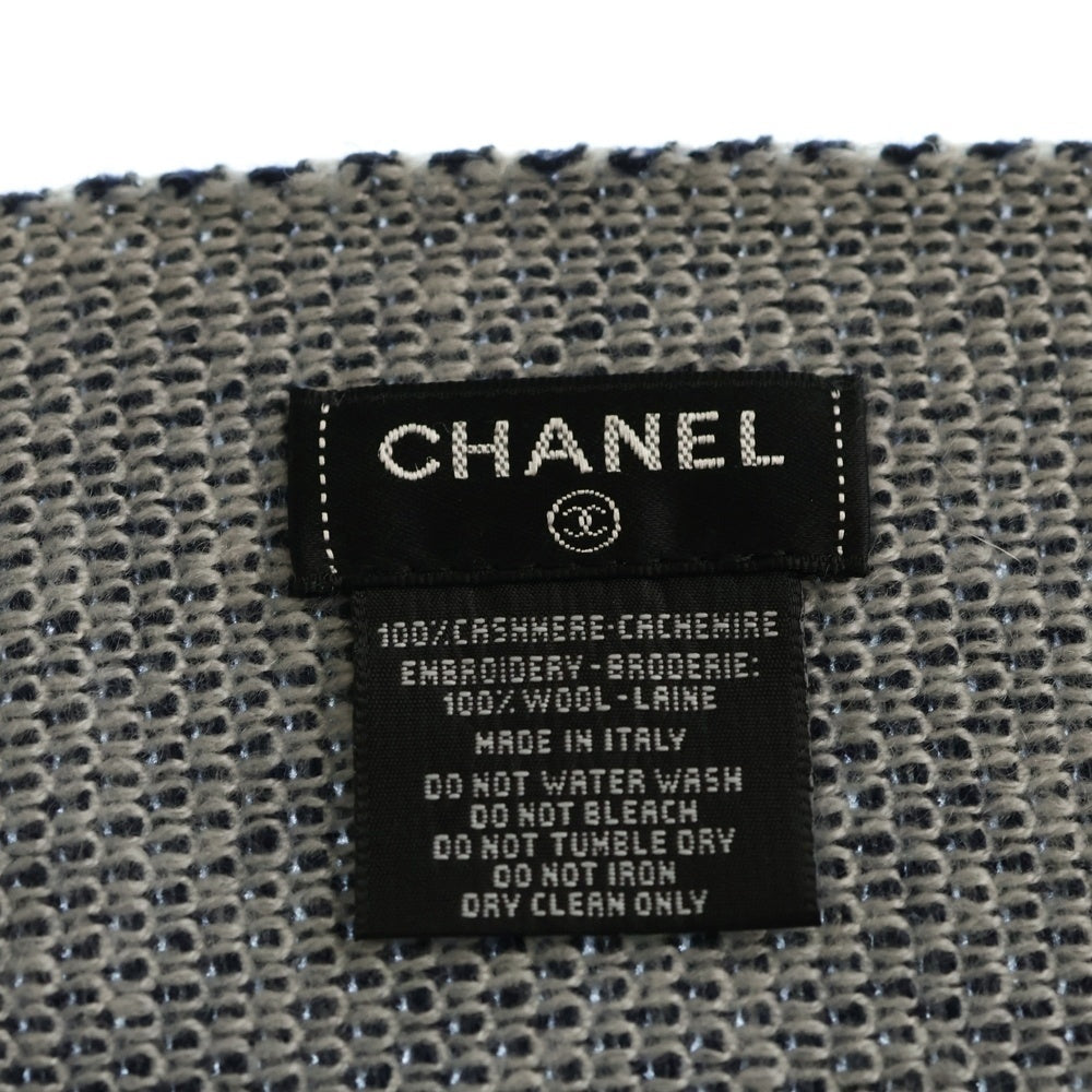 CHANEL(シャネル) ココマーク カシミヤ ウール ロングマフラー ネイビー×ピンク