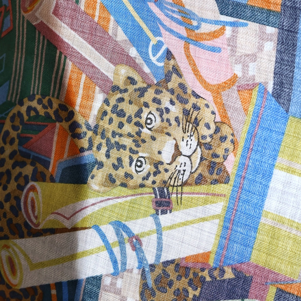 HERMES(エルメス) 21AW Les Douze Leopards カレ140 12頭のレオパード カレジェアン スカーフ ストール マルチ