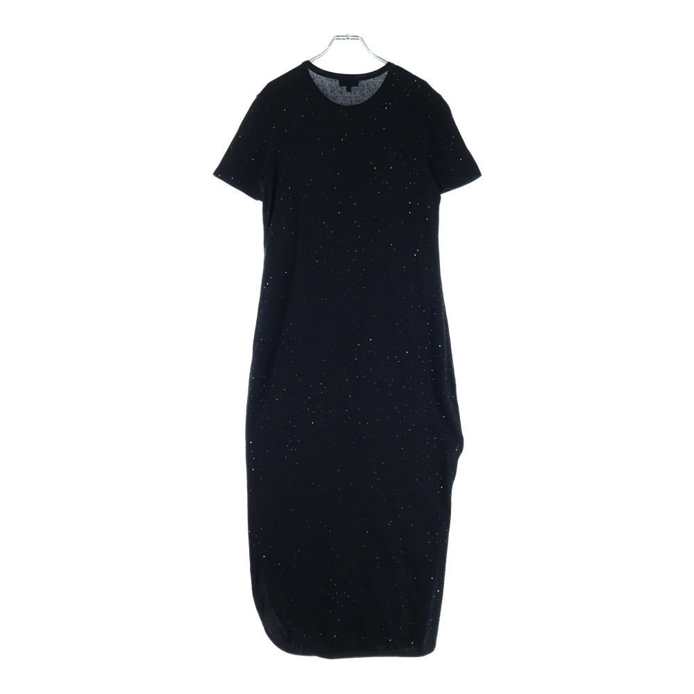 CHANEL(シャネル) ココマーク ロゴ ラメ クルーネック 半袖 ニット ロングワンピース ドレス ブラック レディース P70461K10042