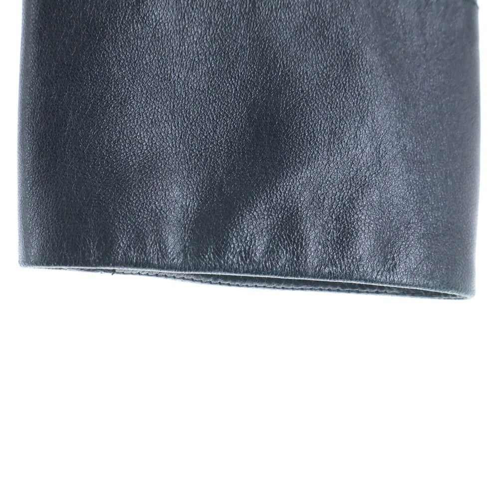 Blumarine(ブルマリン) レースデザイン ラムスキン レザー ノーカラー ジップアップ ジャケット ブラック レディース WT0225300