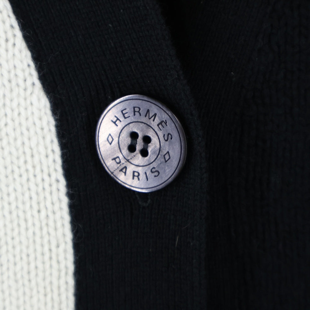 HERMES(エルメス) カシミヤニット 総柄 ロング カーディガン ブラック/ホワイト