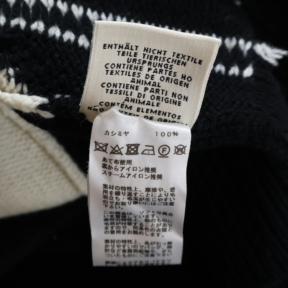 HERMES(エルメス) カシミヤニット 総柄 ロング カーディガン ブラック/ホワイト