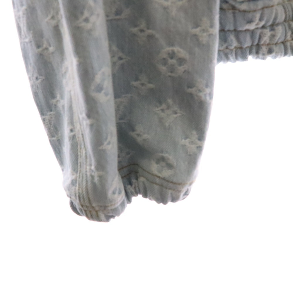 LOUIS VUITTON(ルイヴィトン) 21AW ×NBA モノグラム総柄 デニム ワッペンロゴ フーデッド ジップアップ ジャケット パーカー インディゴ RM212M UZD HLA01W