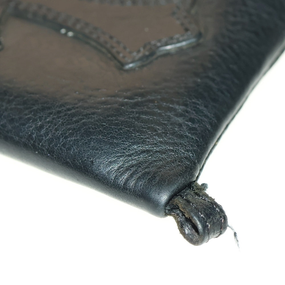 CHROME HEARTS(クロムハーツ) TINY ZIP タイニージップ クロスパッチ付き ダガージップ レザー コンパクトウォレット 財布 ブラック/シルバー