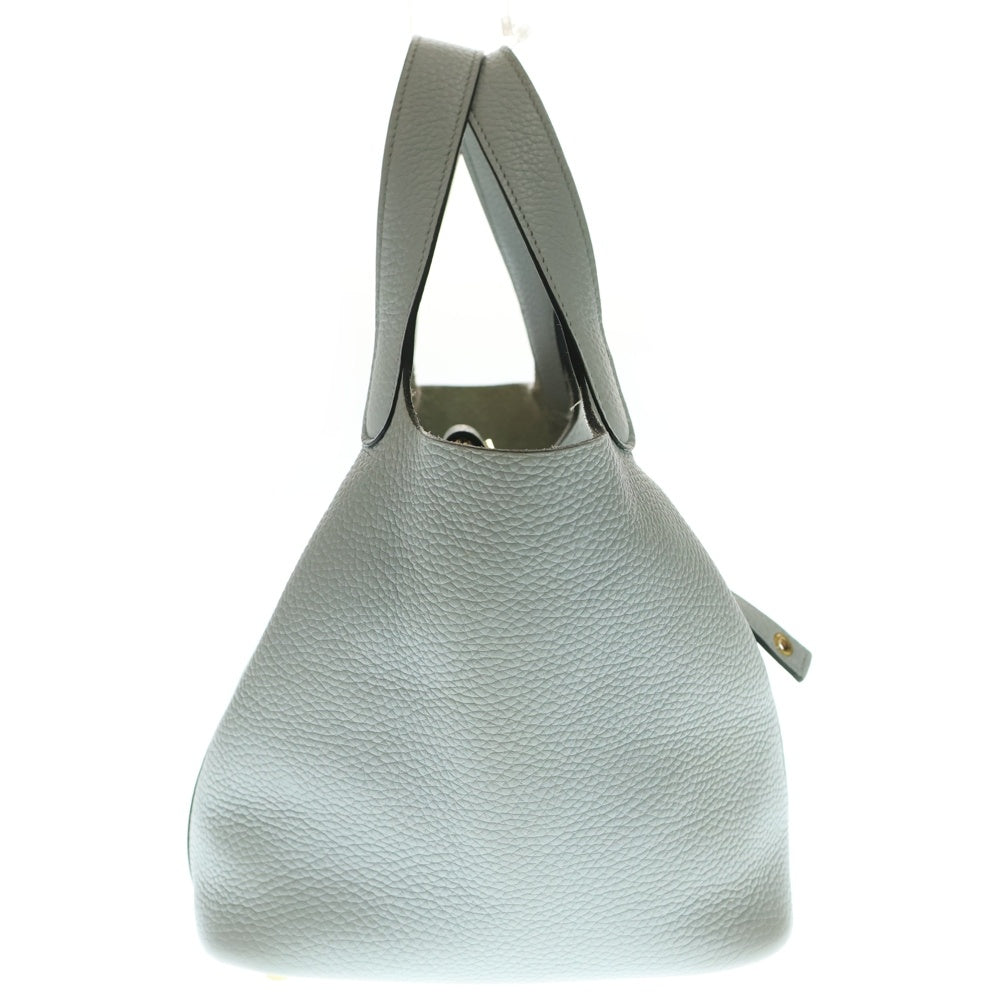 HERMES(エルメス) ピコタンロックPM ブルーブリュム トリヨンクレマンス レザーハンドバッグ グレー GD金具 Y刻印