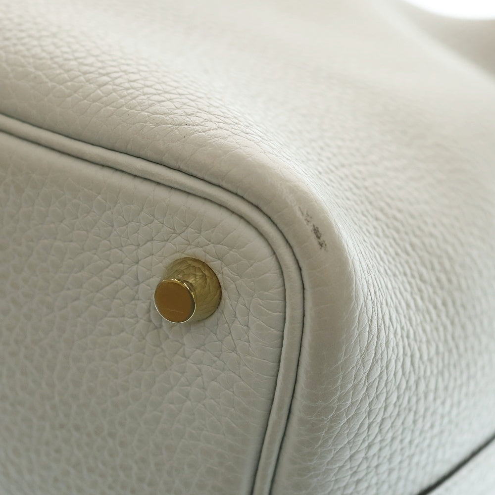 HERMES(エルメス) ピコタンロックPM ブルーブリュム トリヨンクレマンス レザーハンドバッグ グレー GD金具 Y刻印