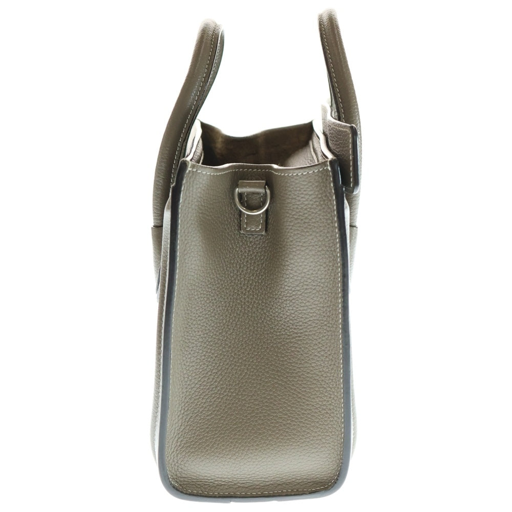 CELINE(セリーヌ) ラゲージ ナノショッパー 2WAYバッグ ショルダーバッグ ハンドバッグ ミニトートバッグ グレージュ シルバー金具