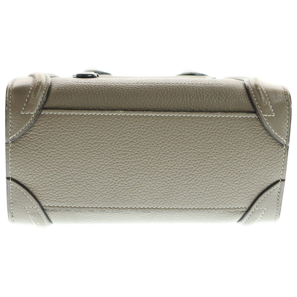 CELINE(セリーヌ) ラゲージ ナノショッパー 2WAYバッグ ショルダーバッグ ハンドバッグ ミニトートバッグ グレージュ シルバー金具