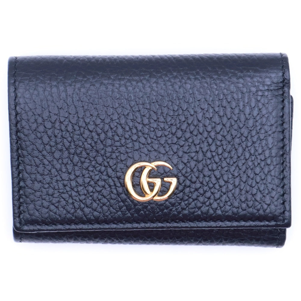 GUCCI(グッチ) GGマーモント コンパクトウォレット 三つ折り財布 コインケース ブラック レザー 644407 ゴールド金具