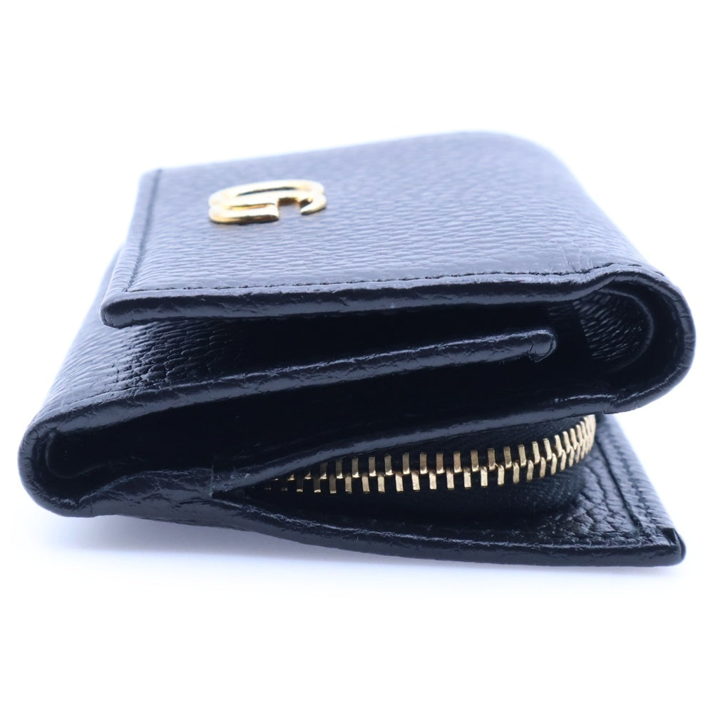 GUCCI(グッチ) GGマーモント コンパクトウォレット 三つ折り財布 コインケース ブラック レザー 644407 ゴールド金具