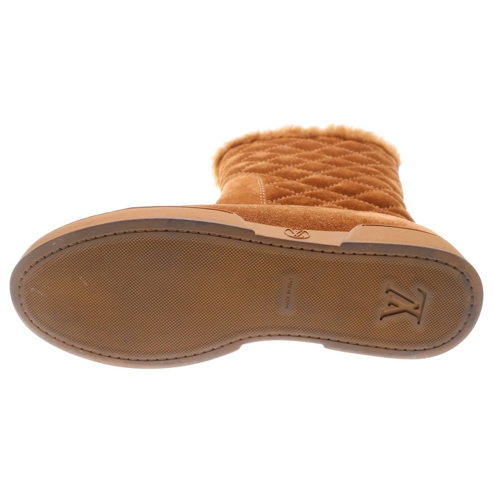 LOUIS VUITTON(ルイヴィトン) スエードレザー モノグラム キルティング ボアライニング ハイカット ショートブーツ ブラウン レディース