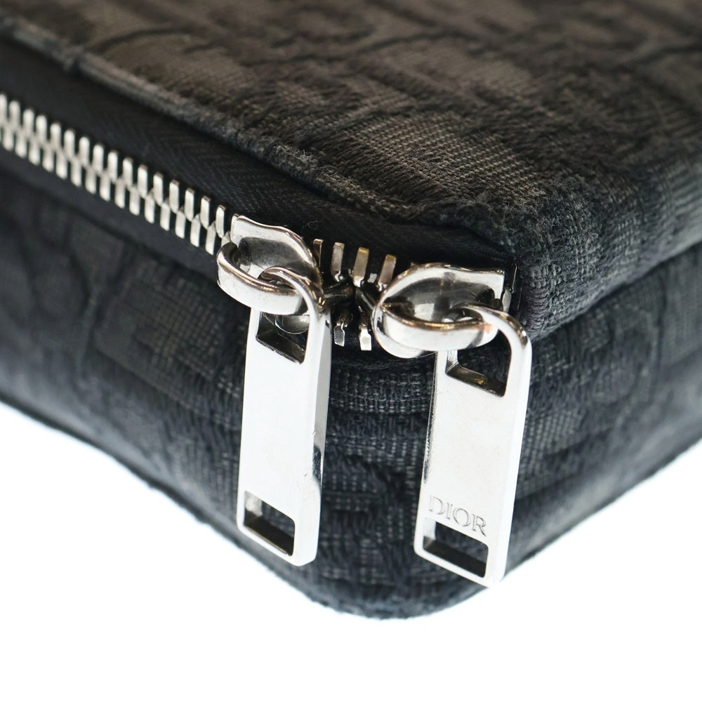 Christian Dior(クリスチャンディオール) オブリーク メッセンジャーバック ショルダーバッグ ブラック キャンバス×レザー シルバー金具