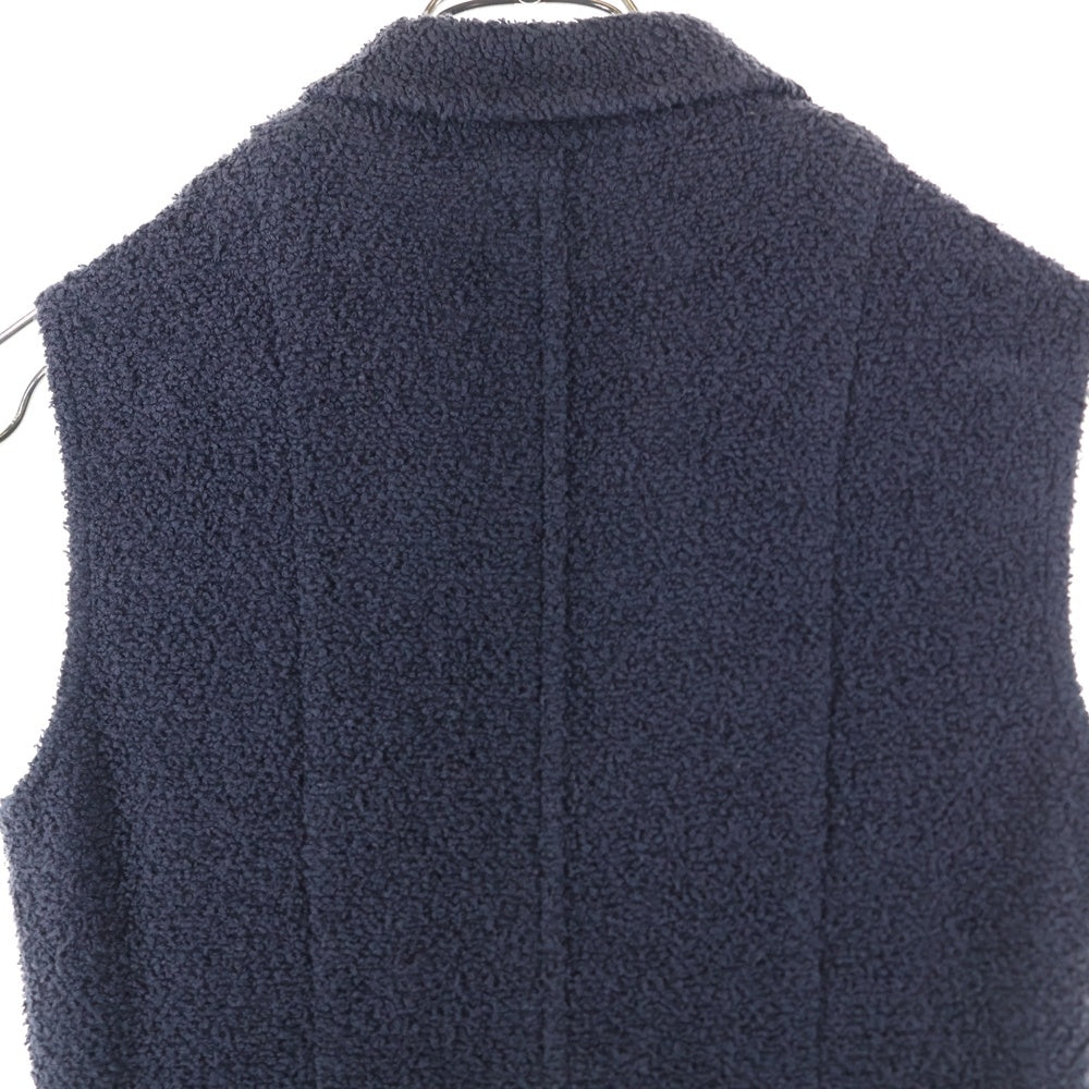 CHANEL(シャネル) 95P ココマークボタン パイル ジップアップ ノースリーブ タイト ワンピース ネイビー レディース