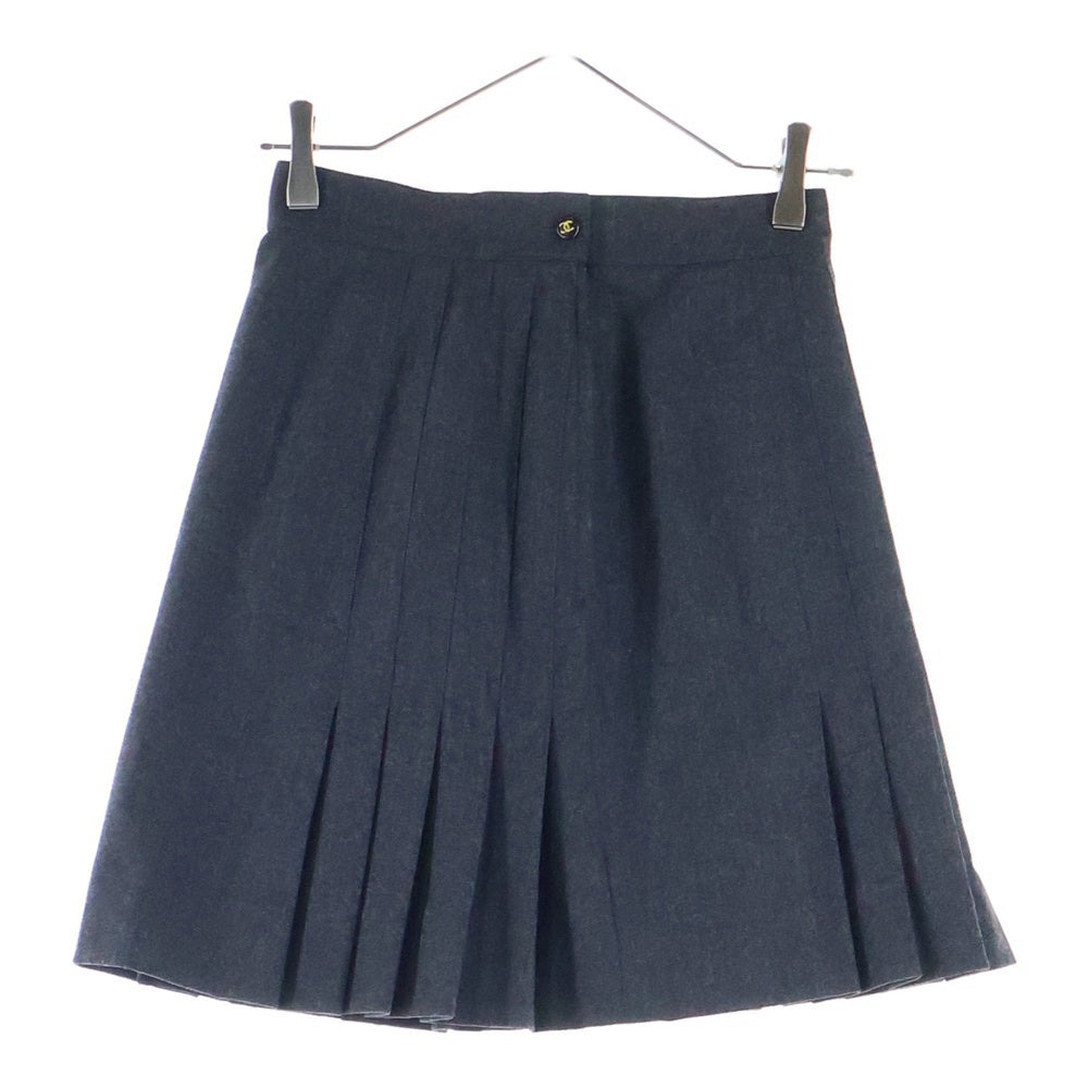 CHANEL(シャネル) ココマークボタン ウール プリーツ ミニスカート グレー レディース P03474V03532