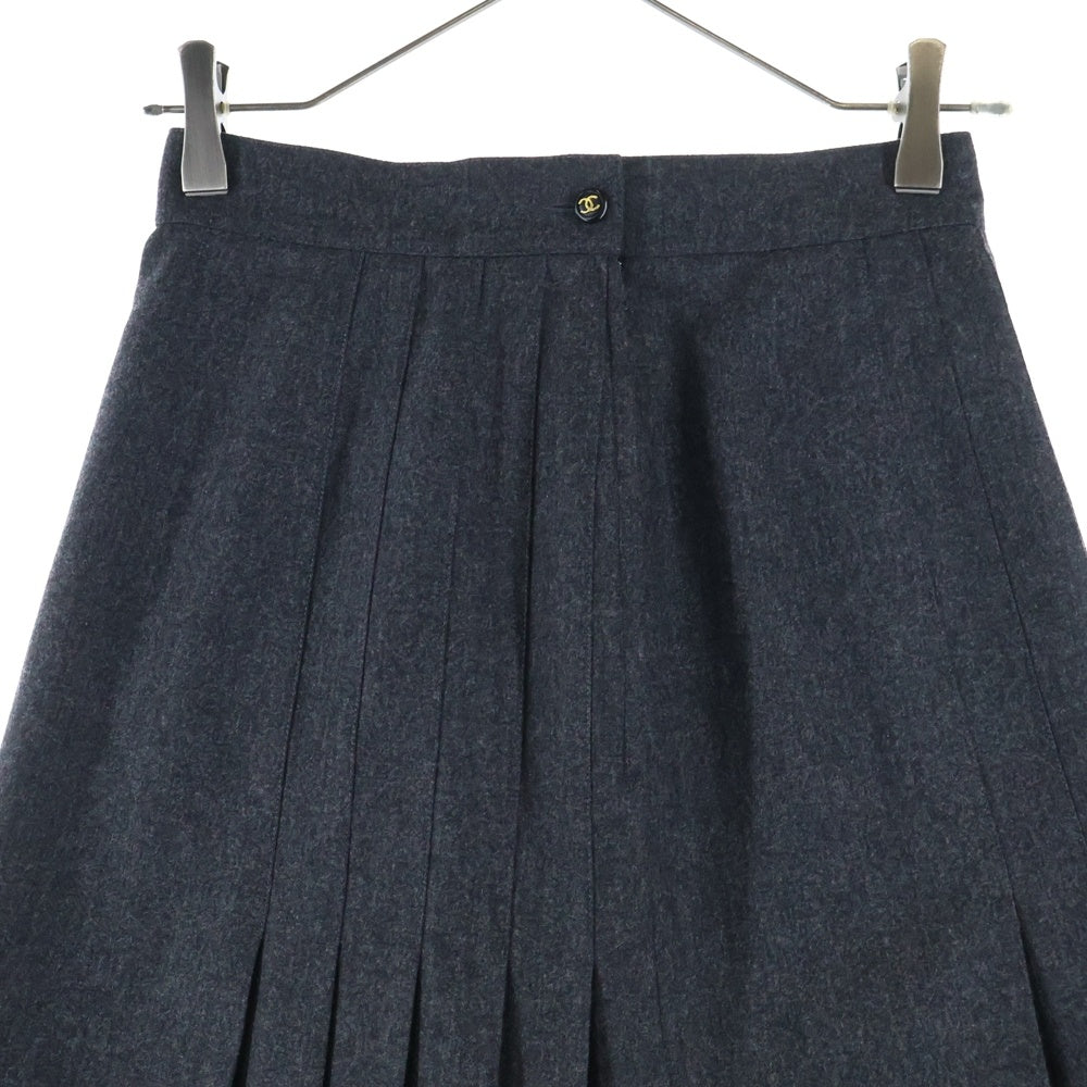 CHANEL(シャネル) ココマークボタン ウール プリーツ ミニスカート グレー レディース P03474V03532