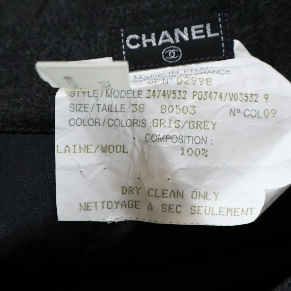 CHANEL(シャネル) ココマークボタン ウール プリーツ ミニスカート グレー レディース P03474V03532